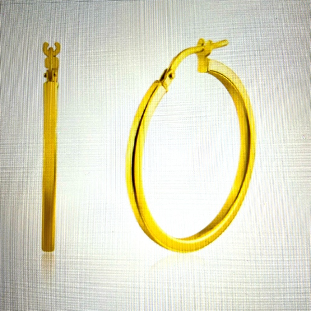 Silver 925 Gold Plated Silver 2mm Hoop earrings(30mm)